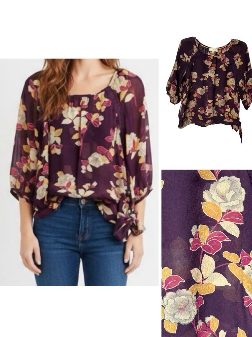 Anthropologie x Moulinette Soeurs blouse made of 100% sheer silk top